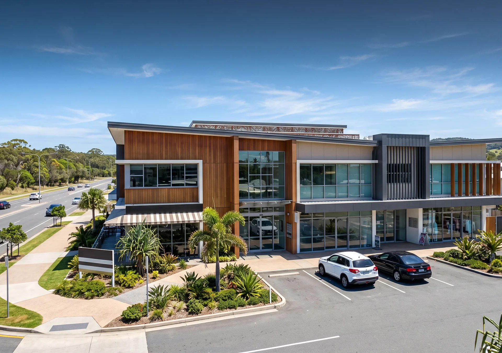 Aerial view of a commercial property development