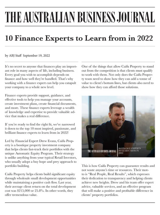 The Australian Business Journal feature, page 1