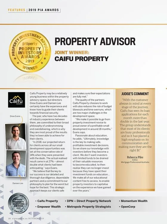 Property Investors Awards 2019 feature, page 1